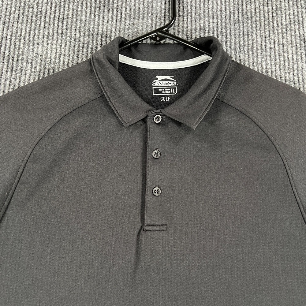 Slazenger Polo Shirt Mens Large Black Short Sleeve Golf Outdoor Casual Light